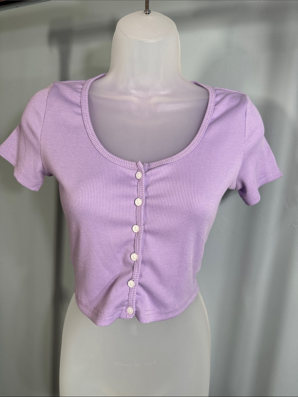Button-up Lavender Crop Top